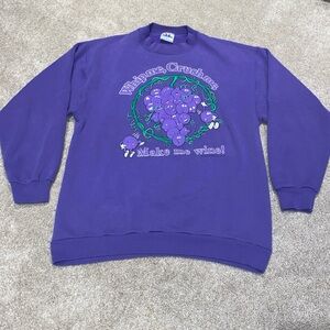 Vintage 90s Whip Me, Crush Me, Make Me Wine Purple Sweatshirt Adult L Grapes